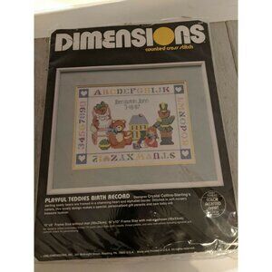 Dimensions Counted Cross Stitch Kit Playful Teddies Birth Record Unused